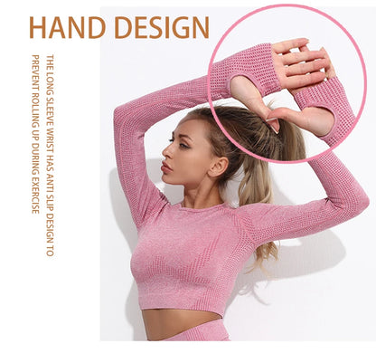 Women Vital Seamless Yoga Fitness Clothing Set High Waist Gym Leggings Crop Tops Sports Tracksuit Plush Up Sports Outfits