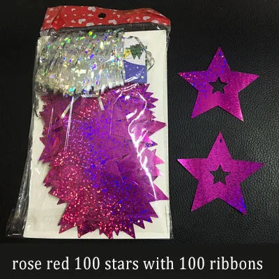 100 Stück Bling Shiny Star Pappe Karten Luftballons Anhänger Band Hochzeit Ballon Dekoration Party Ballon Zubehör Zubehör