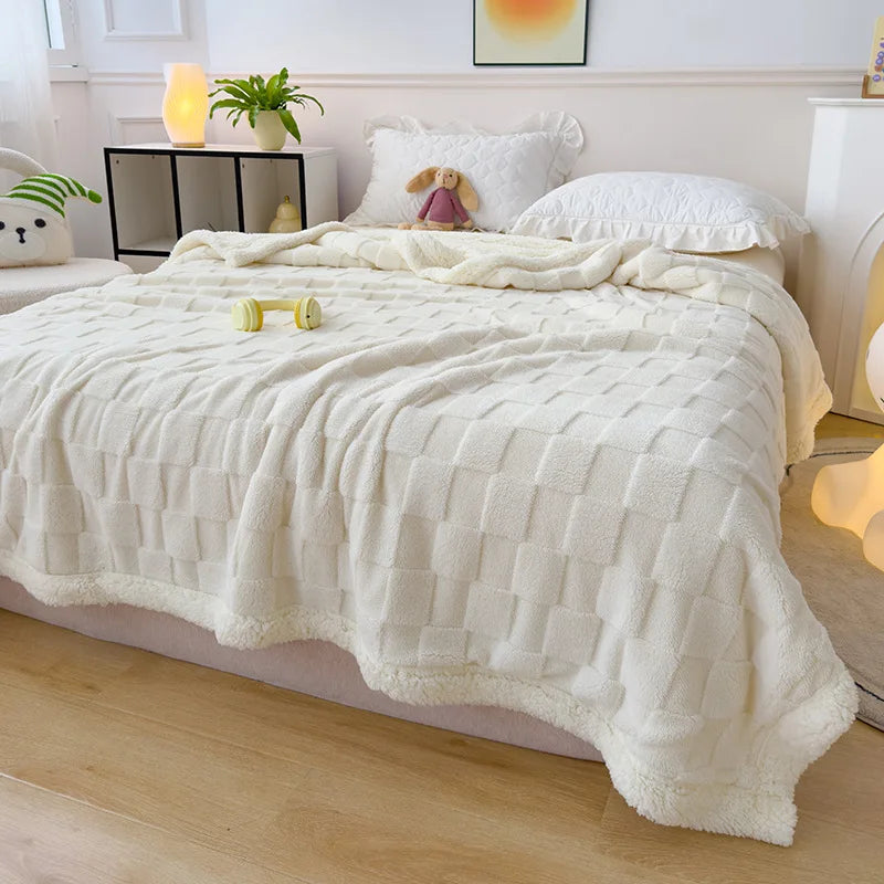 Ornate Jacquard Taffeta Comfort Blanket 100% Polyester Double-Layer Knitted Eco-Friendly Embroidered Pattern.