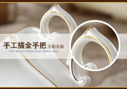 Bone China Coffee Set Europe Porcelain Tea Set Simple Ceramic Pot Creamer Sugar Bowl Teatime Teapot Coffee Cup Mug Coffeeware.