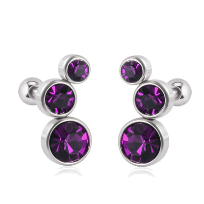 2PCS 361 Surgical Steel Crystal  Ear Tragus Cartilage Earrings 16G Three Zircon Lobe Helix Daith Earring Piercing Body Jewelry