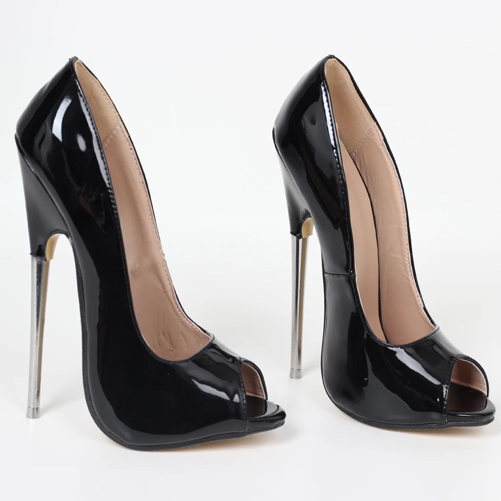 JIALUOWEI 7 Inch High Heel Peep Toe Stiletto Pumps Sizes 36-46.