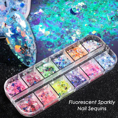 1 Set Mixed Color 3D Ultrathin Sequins Nail Glitter Flakes 1/2/3mm Sparkly DIY Tips Dazzling Paillette Nail Art Decorations TRP