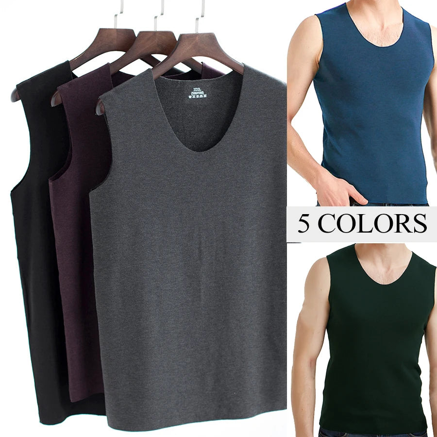 Warm Tank Tops Men Winter Thick Clothes Fitness Thick Heating Fiber Vest Male Sleeveless Tops Slim Casual Seamless Undershirt.