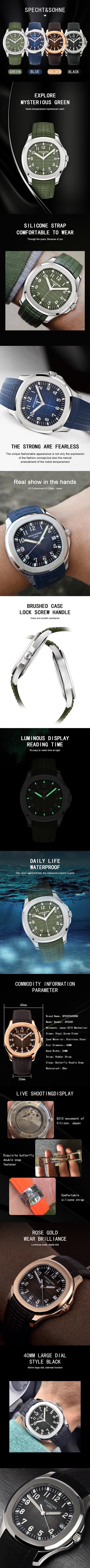 Specht&Sohne Mens Watches 2025 Mechanical Automatic Watch For Man Miyota 8125 Movt Steel Rose Gold Waterproof  Relogio Masculino.