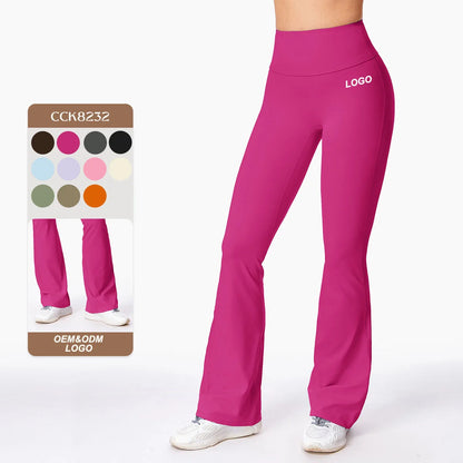 New Arrival Lulu Micro Stretch Wide Leg High Waist Yoga & Fitness Pants Naked Sports Wear Solid Pattern for Running Exercise