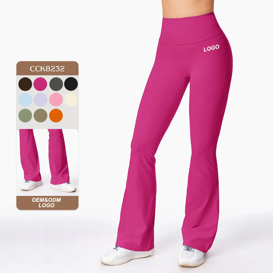 New Arrival Lulu Micro Stretch Wide Leg High Waist Yoga & Fitness Pants Naked Sports Wear Solid Pattern for Running Exercise