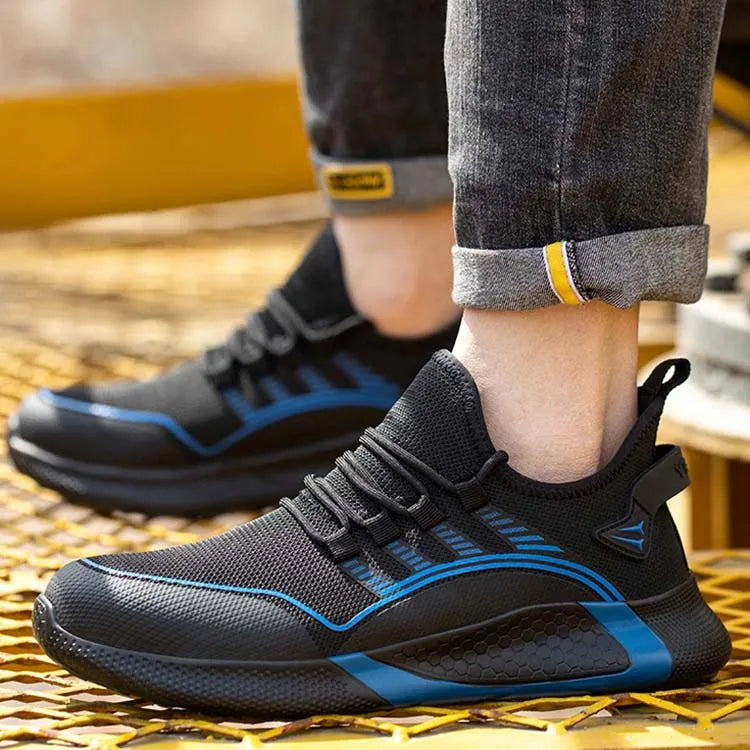 Door to Door Outdoor Four Seasons Steel Toe Sneakers Men High Quality Stylish Cap Toe Work Safety Shoes Custom Sneakers Size.