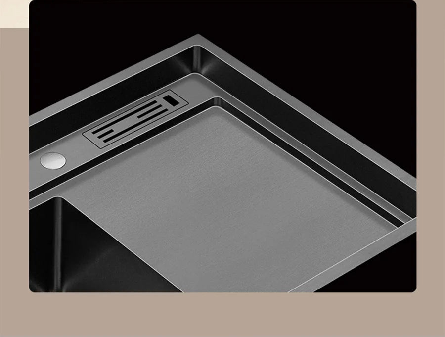 ASRAS New Nanometer Kitchen Sink Handmade Sink 4mm Thickness 240mm Depth Large Size Single Kitchen Sink With Drain Plate Sinks