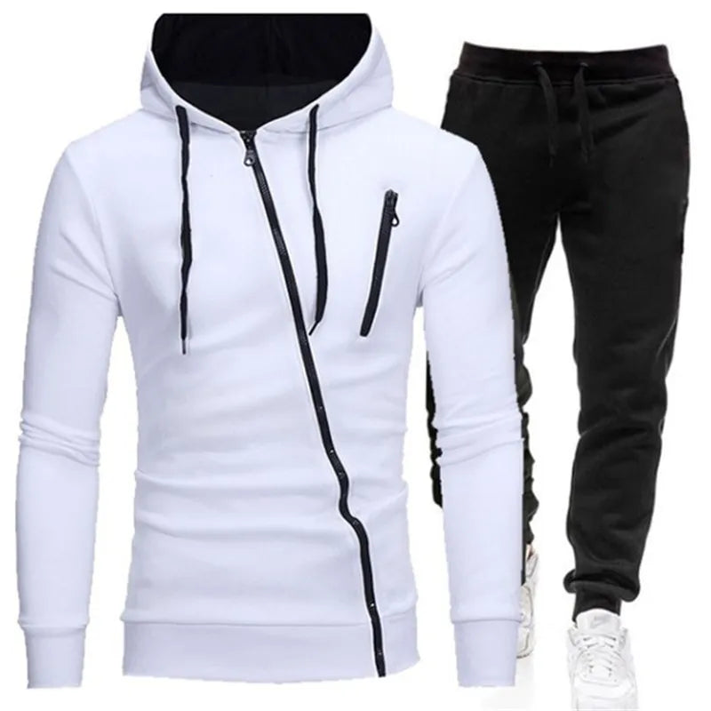 Spring Autumn 2020 Men's Sweat Suit Set Tracksuit Men Outfit Full Sleeve Tops with Hood Outdoor Sport Wear Men's Hooded Suit