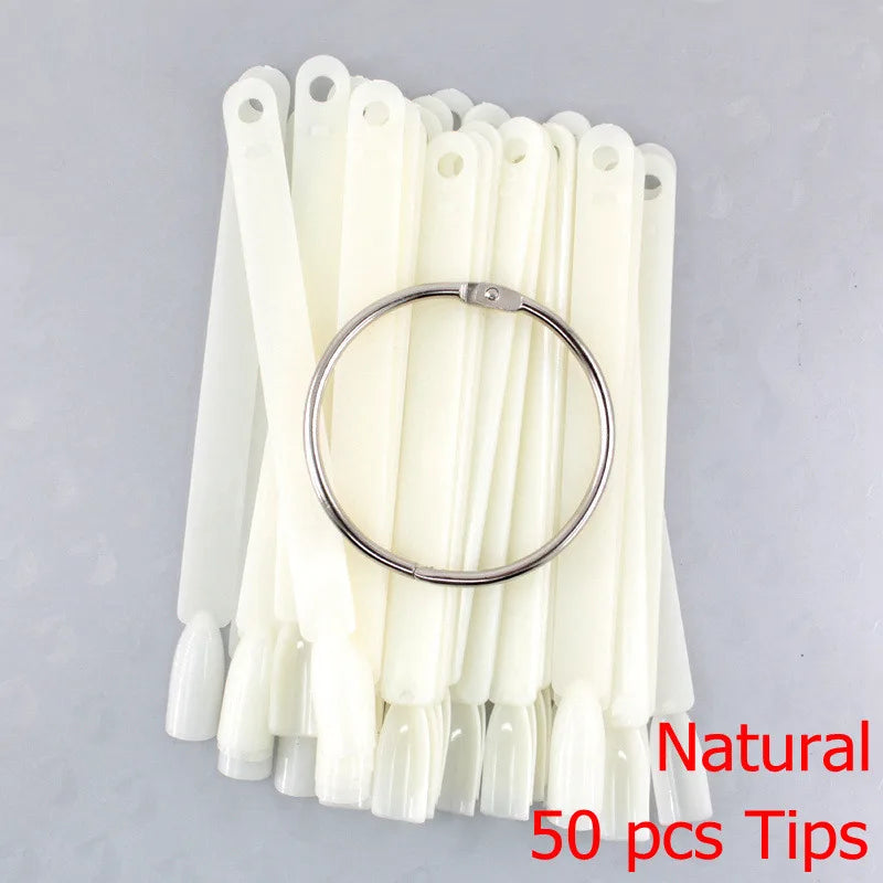 False Nail Tips fan Nature Clear Black 12/24/32/50 pcs/set Finger Full Card Nail Art Display Practice Polish all for Manicure.