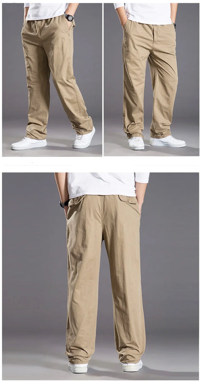 Mens casual Cargo Cotton pants men pocket loose Straight Pants Elastic Work Trousers Brand Fit Joggers Male Super Large Size 6XL.