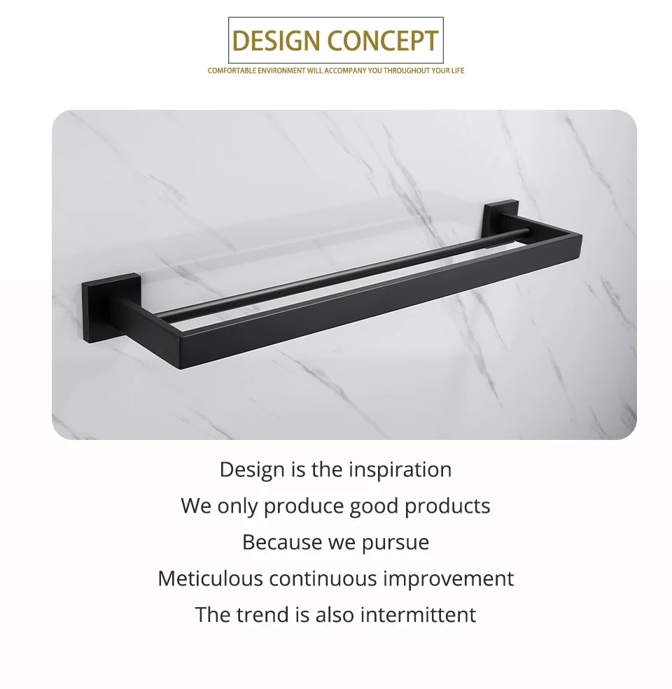 Mattschwarz Badezimmer Hardware Set Kit Zubehör Wandregal Handtuchhalter Rack Schiene Robe Aufhänger Toilettenbürste Rollenpapierhalter Schüssel