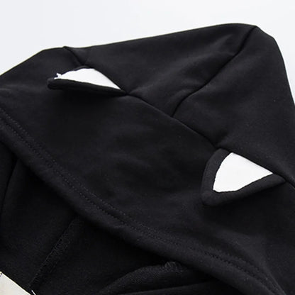 Spring Ladies Long Sleeve Cat Sweatshirt Womens Casual Kitty Cat Print Pocket Thin Hoodie Blouse Top Shirt худи женское платье