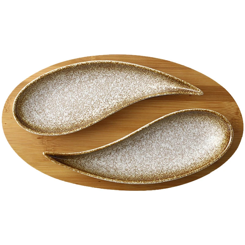 Japanese snack tray creative cold cut snack small dish ceramic sushi plate fruit plate household tableware daily tableware.