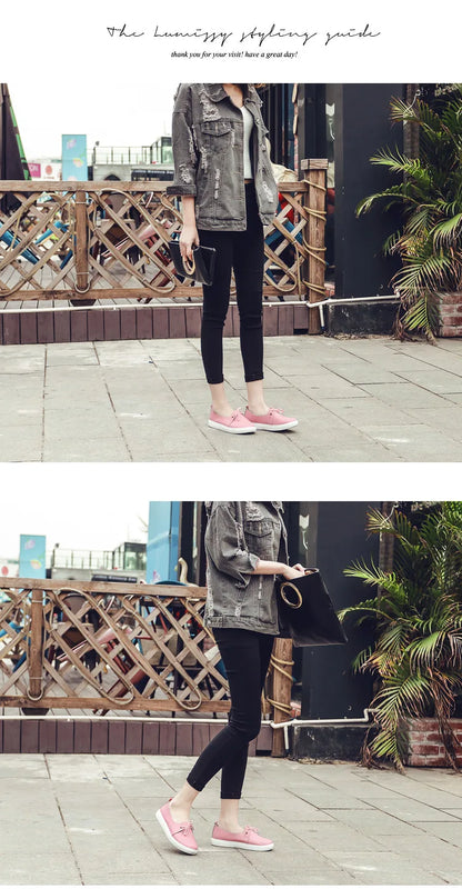 WOIZGIC Women Students Gril Female Genuine Leather White Shoes Flats Platform Lace Up Korean Casual Vulcanized Shoes FEZ-173.