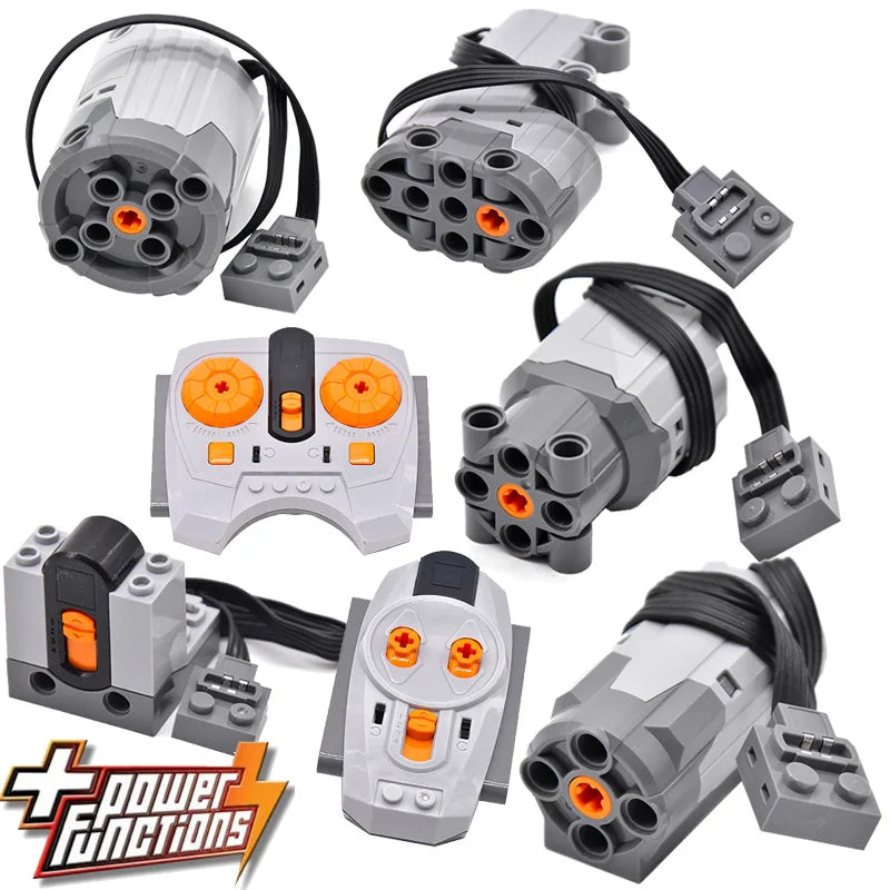 High-tech Power Function Extension Wire Servo Train Motor IR Remote Control Receiver Battery Box Parts For DIY Car Truck.