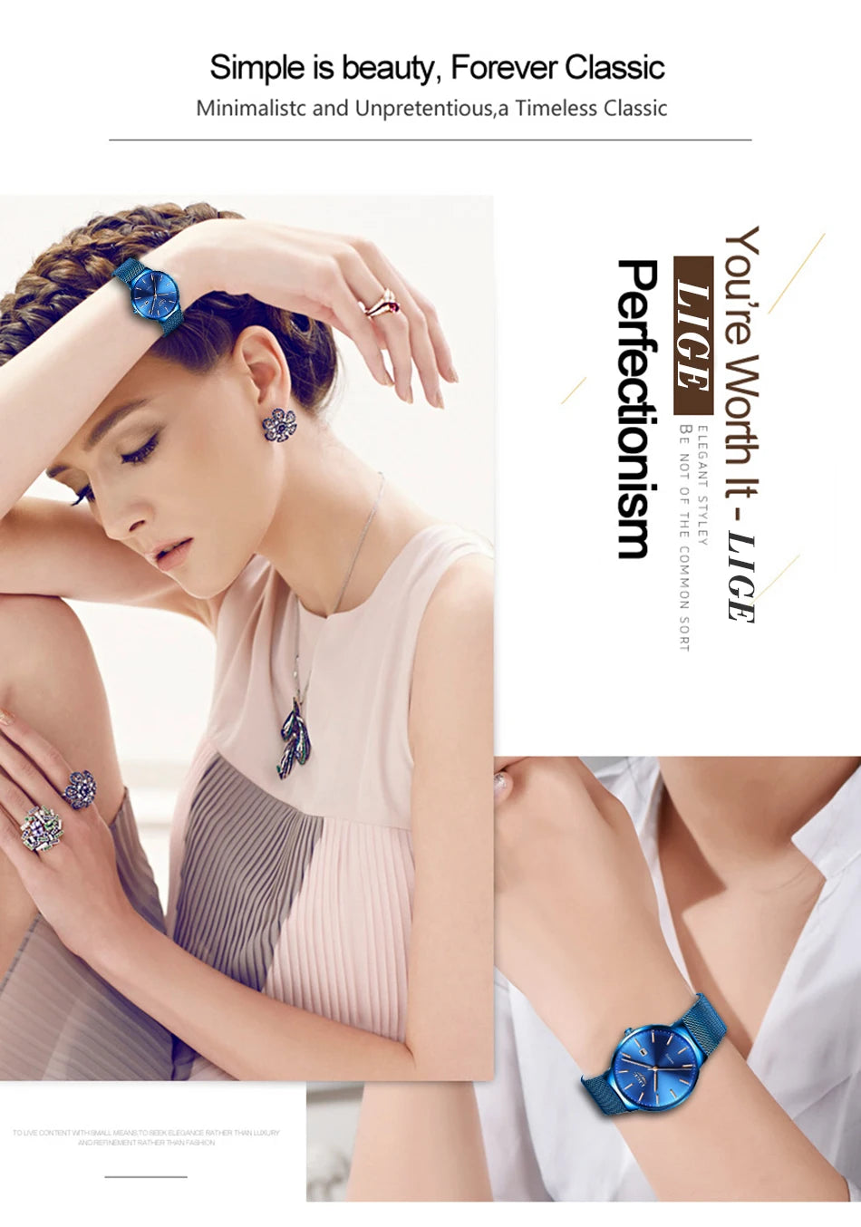 LIGE Fashion Luxury Womens Watch Ultra-thin Steel Mesh Strap Quartz Wristwatch Women Clock Casual Waterproof Watches Reloj Mujer.