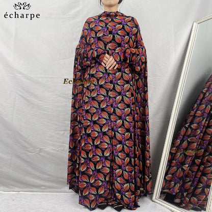 1 Pieces Muslim Hijabs Dress Women's Prayer Garment Dubai Abaya Arab Jibab Islam Flowers Djellaba Femmel Khimar Caftan Clothes
