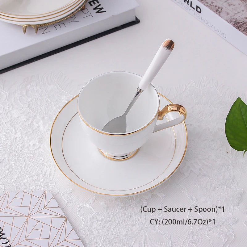 Grace Bone China Coffee Set White Gold Porcelain Tea Set Advanced Pot Cup Ceramic Mug Sugar Bowl Creamer Teapot Milk Jug Teaset