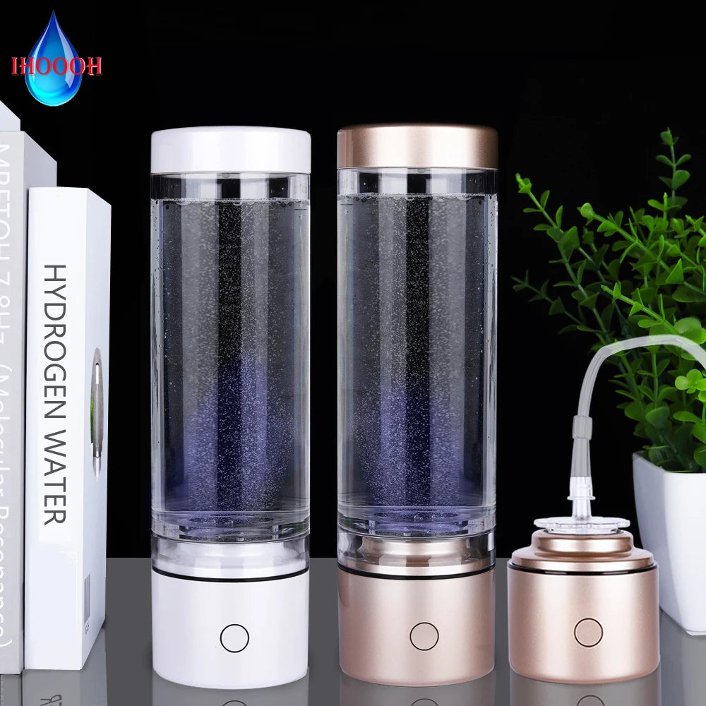 Portable 5000PPB Nano High Rich Hydrogen Water Generator Bottle ORP Alkaline Electrolysis Ionizer Anti-Aging Can Breathe Pure H2.