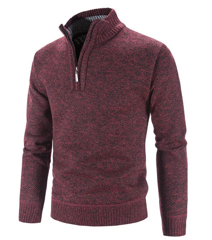 Winter Men's Fleece Thicker Sweater Half Zipper Turtleneck Warm Pullover Quality Male Slim Knitted Wool Sweaters for Spring.