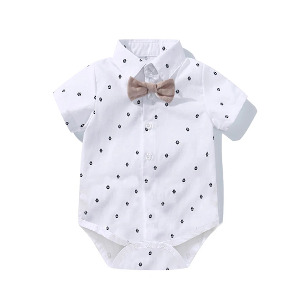 Hot Baby Boy Clothing Suit Newborn Handsome Romper Bow Set Birthday Festival Gift Jumpsuit Hat Toddler Boys Wedding Outfit Dress.