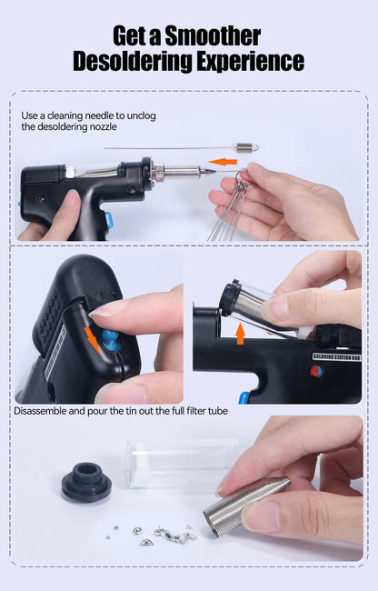 WEP 948 Saug-Zinnpistolen-Entlötstation 90 W mit automatischer Abschaltung, variable präzise Temperatur oC/ ° F-Display, Schlaf