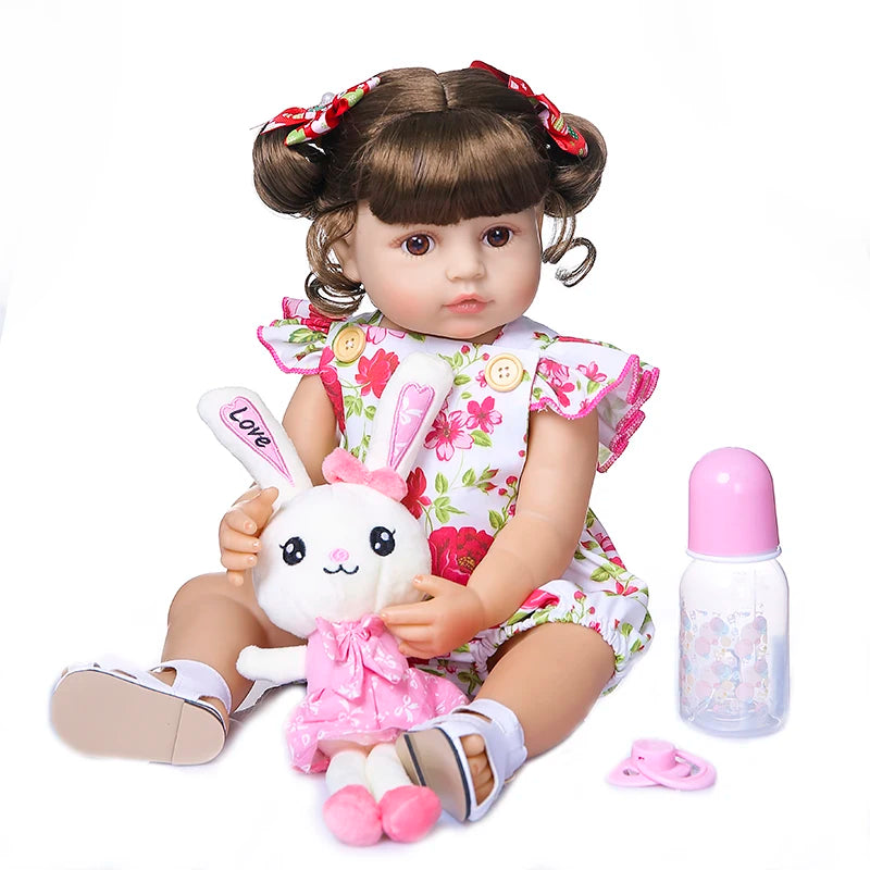 NPK 50CM Full Body Soft Silicone Popular Sweet Face Reborn Toddler Baby Girl Doll Birthday Christmas Gift High Quality Doll.