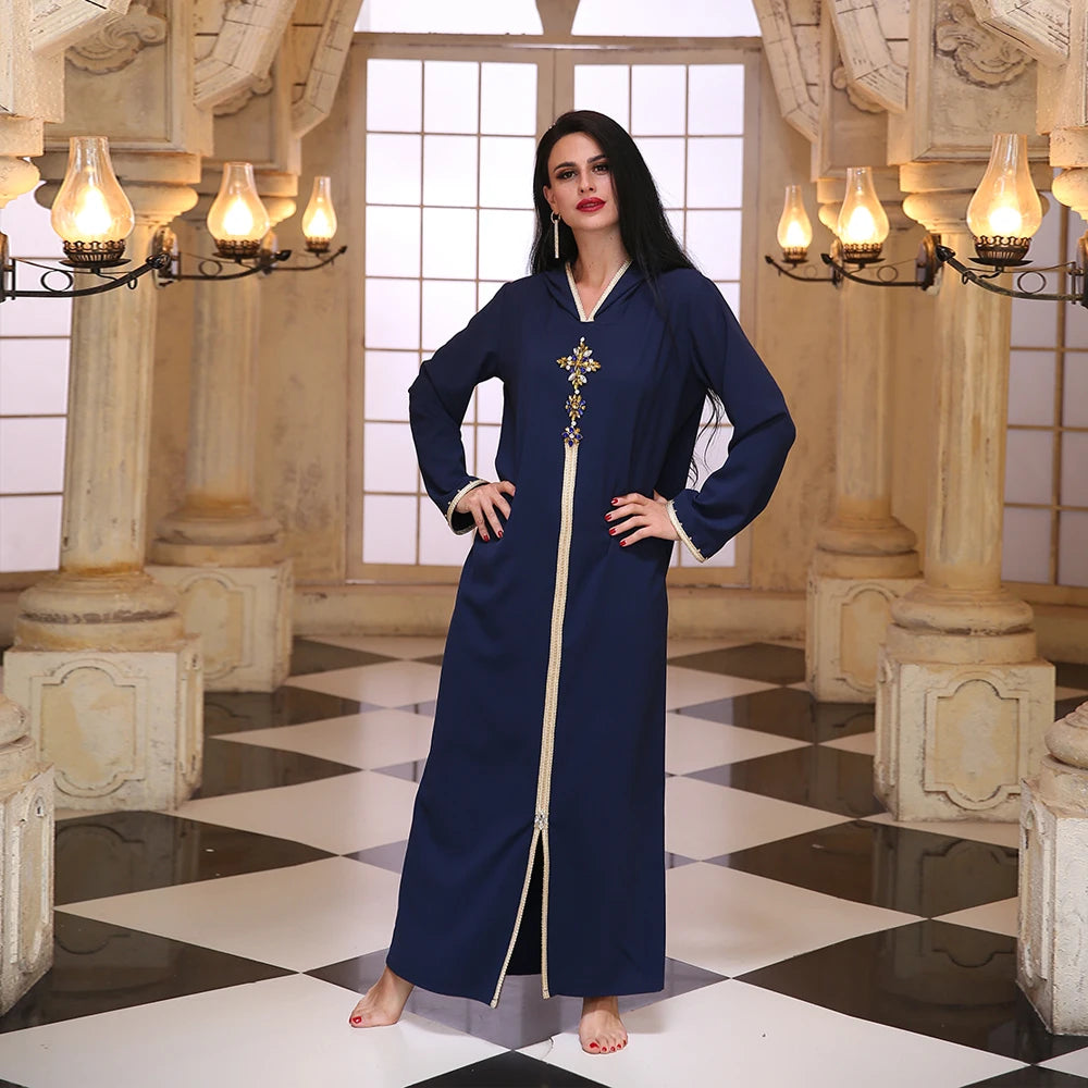 Ramadan Eid Blue Abaya Dubai Turkey Islam Hijab Muslim Dress Kaftan Robe Longue Femme Kebaya African Dresses For Women Caftan.