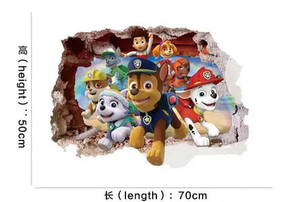 Disney 3D Cartoon  Pawed Wall Stickers For Kids Rooms Living Room Boys Girls Children Bedroom DIY Home Decor Patroling Car.
