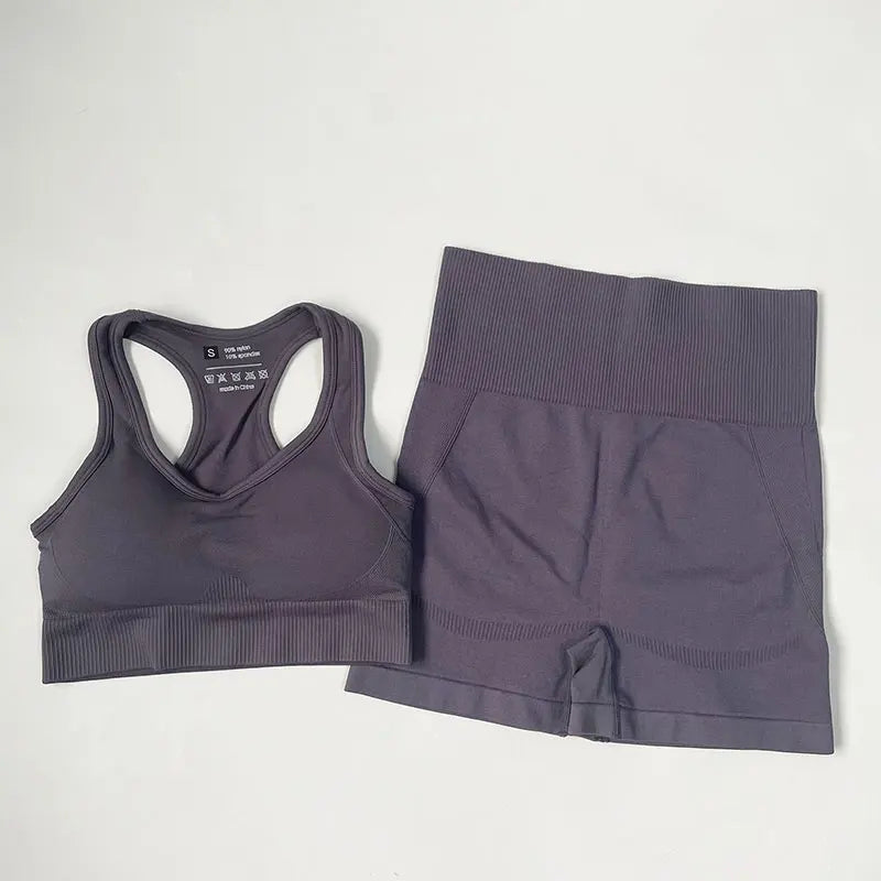 High Waist Elastic Seamless Yoga Wear Women Fitness Clothes Gym Clothing Workout Set Long Sleeve Crop Top Leggings Sports Suit