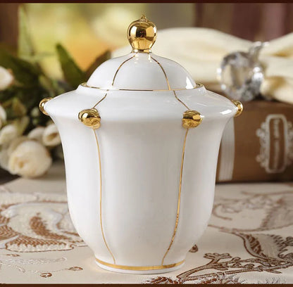 Bone China Coffee Set Europe Porcelain Tea Set Simple Ceramic Pot Creamer Sugar Bowl Teatime Teapot Coffee Cup Mug Coffeeware.