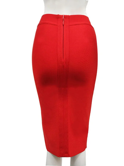 16 Colors High Quality Tight Pink Green Black Rayon Knee Length Bandage Skirt Night Club Party Skirt.