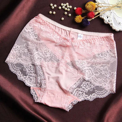 Women Modal Transparent Sexy Lace Underwear Plump Lady 3XL Large Size Hollow Seamless Panties High-Rise Soft Big Briefs.