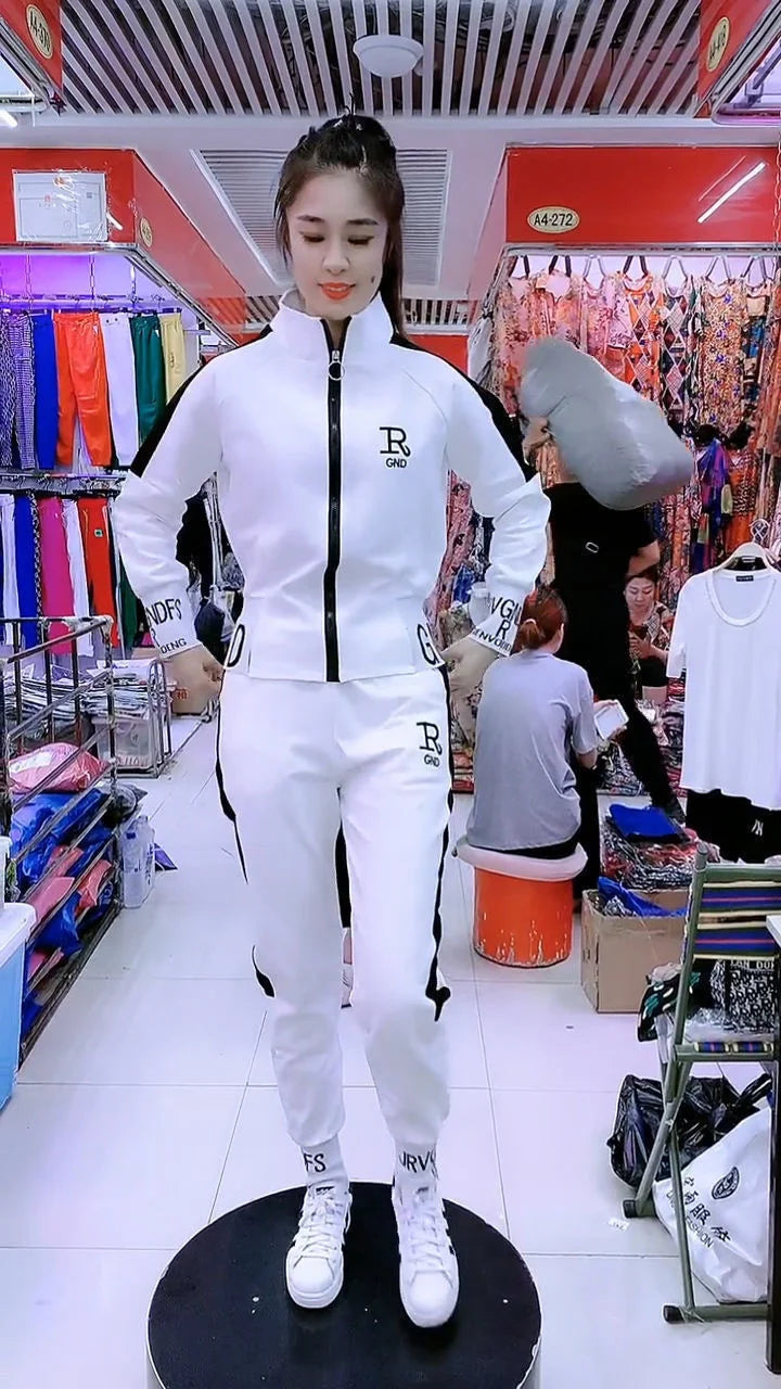 Women's Sportswear Suit 2025 Autumn Winter New Casual Fashion Korean Slim Coat Long Sleeve Sweater Pants Two Piece Set For Women.