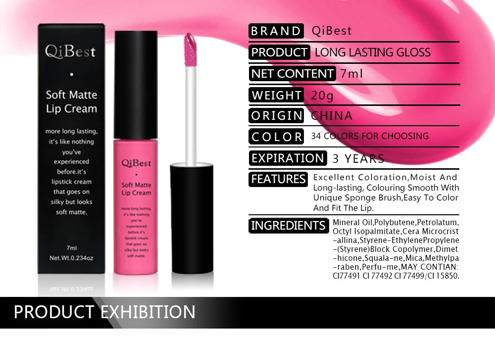 Matte Liquid Lipstick Waterproof Long Lasting Velvet Lip Gloss Tint Tube Matte Nude Pigment Red Black Makeup Cosmetics Lipsticks.