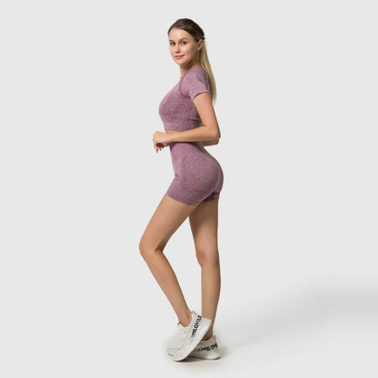 Seamless Women Yoga Set Crop Top Short Sleeve Shirt Fitness Shorts Workout Clothes For Women Gym Clothing Yoga Sport Set