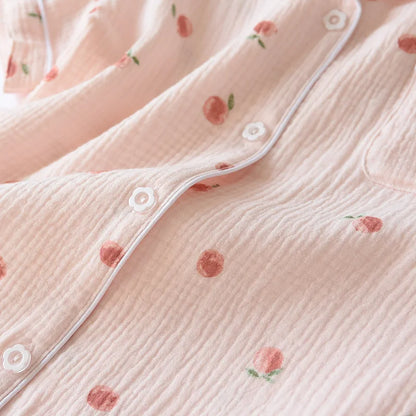 2025 sommer Damen Kurzarm Shorts Pyjamas Set 100 % Baumwolle Krepp Tuch Dünne Hause Service Zwei-stück Frühling und Herbst Lose