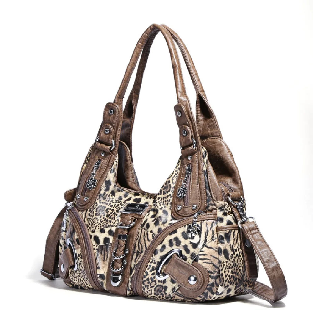 Women Handbags Leopard Bag Top-handle Handbag Fashion Satchel Dumpling Pack Shoulder Bag Tote Bag Hobos Large Purse.