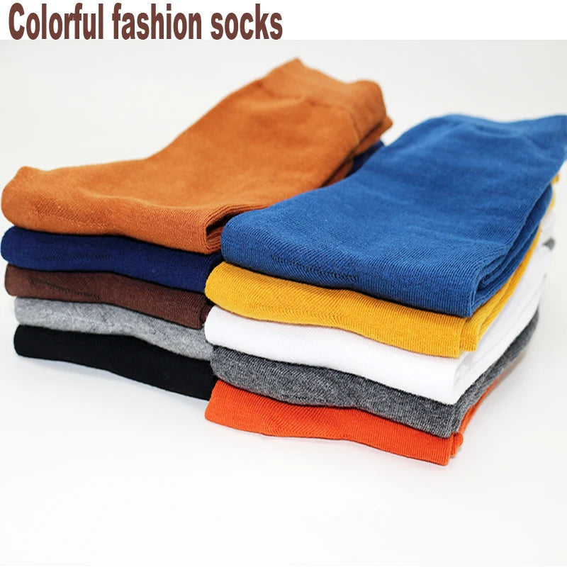 5Pairs New High Quality Business Casual Men Socks Black Men's Dress Long Socks Autumn Keep Warm Colorful Full Happy Socks Male.