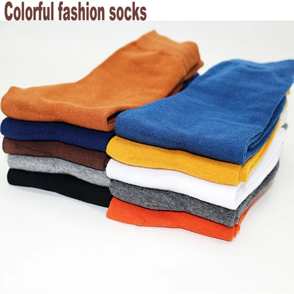 5Pairs New High Quality Business Casual Men Socks Black Men's Dress Long Socks Autumn Keep Warm Colorful Full Happy Socks Male.