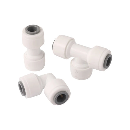 10Pcs 1/4” Slip Lock Quick Access Garden Water Connector Tee Elbow Straight PE Pipe Connector Water Filter Reverse Osmosis Parts