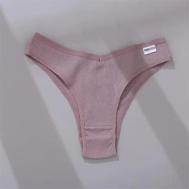 FINETOO 3/5Pcs Cotton Brazilian Panties Women's Panties Sexy V Waist T-Back Underwear Female Soft Underpants Lady Bikini Lingeri.