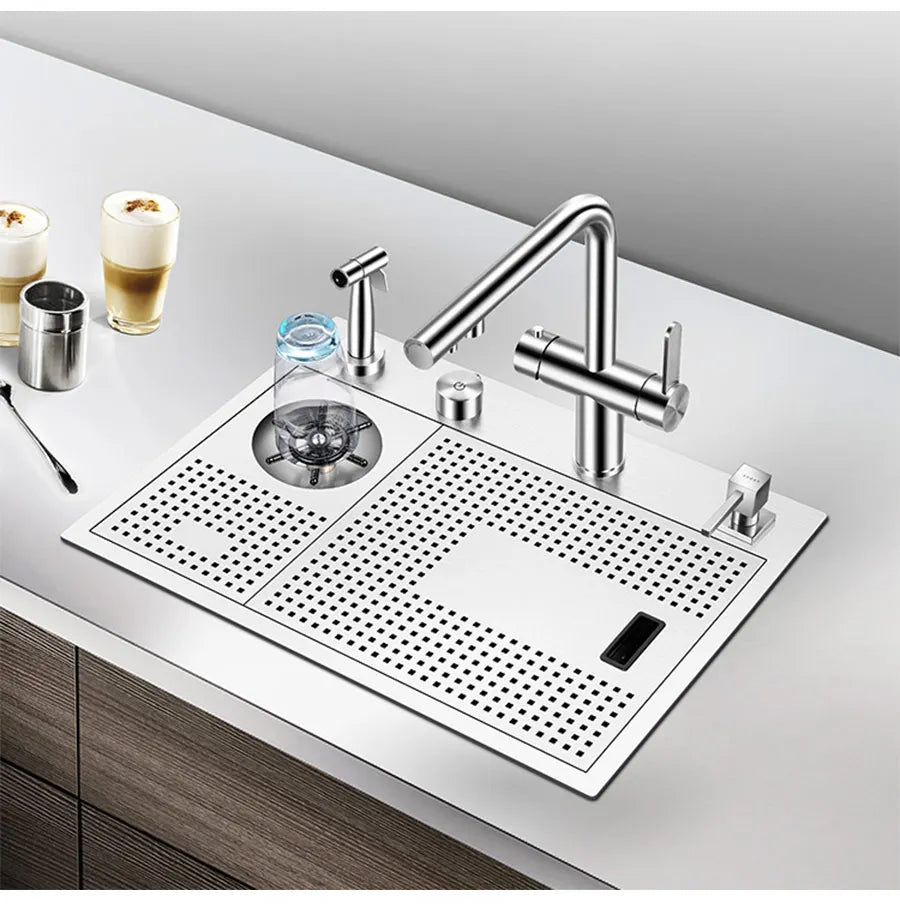 ASRAS Island Hidden kitchen Sink 304 Stainless Steel 4mm Thickness Handmade Brushed Sink High Pressure Cup Washer kitchen Sinks