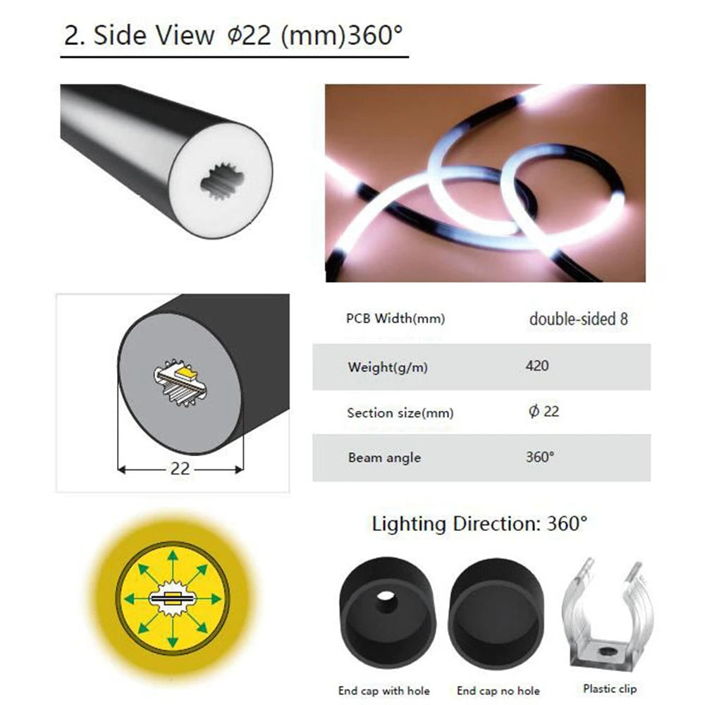 WS2812B WS2811 SK6812 LED Neon Rope Tube 5050 Flexible LED Strip Light Silica Gel Soft Lamp Tube IP67 Waterproof For Decoration