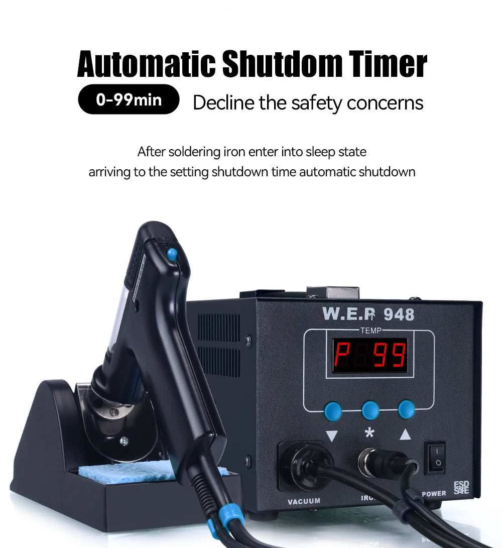 WEP 948 Saug-Zinnpistolen-Entlötstation 90 W mit automatischer Abschaltung, variable präzise Temperatur oC/ ° F-Display, Schlaf
