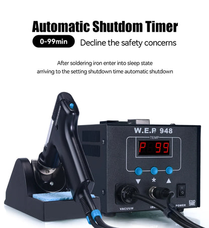 WEP 948 Saug-Zinnpistolen-Entlötstation 90 W mit automatischer Abschaltung, variable präzise Temperatur oC/ ° F-Display, Schlaf