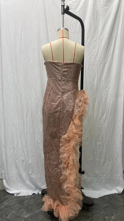 Vestidos Gala Prom Dresses Glitter Sequin Side Slit Sweetheart Mermaid Party Dress Vestidos.