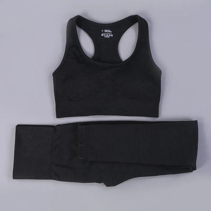 Women Vital Seamless Yoga Fitness Clothing Set High Waist Gym Leggings Crop Tops Sports Tracksuit Plush Up Sports Outfits